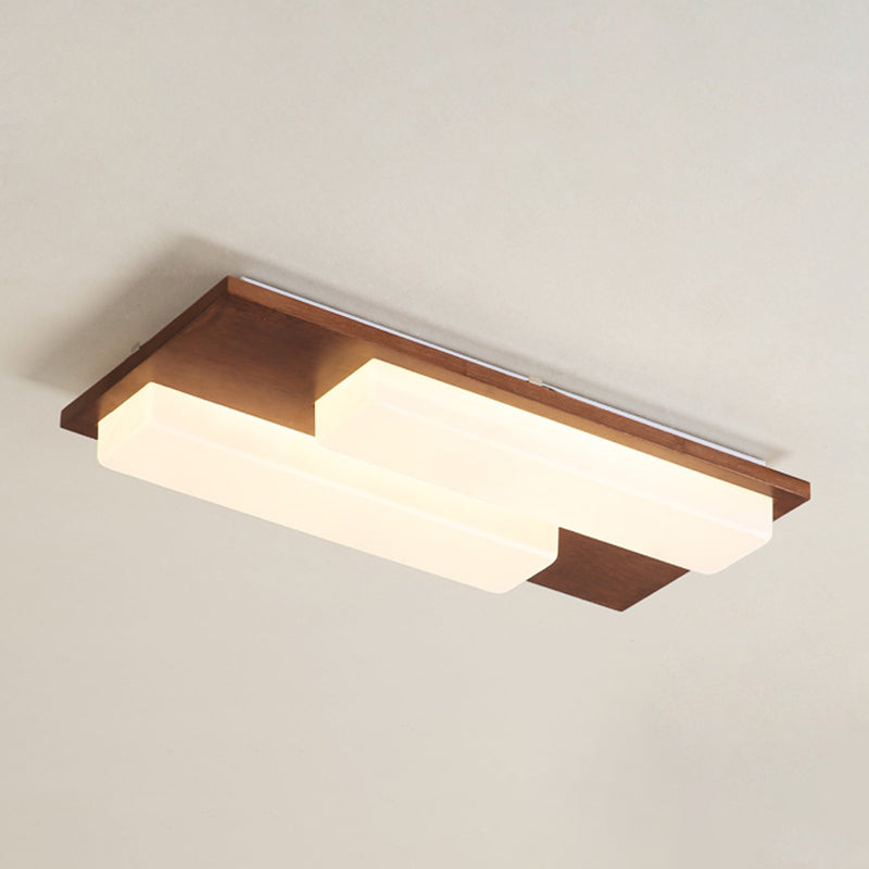 LED Minimaliste moderne Ceiling Fixture Wooden Flush Flush Mount with Acrylic Shade