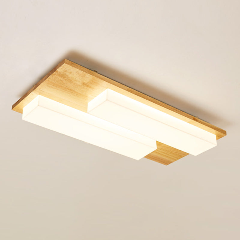 LED Minimaliste moderne Ceiling Fixture Wooden Flush Flush Mount with Acrylic Shade
