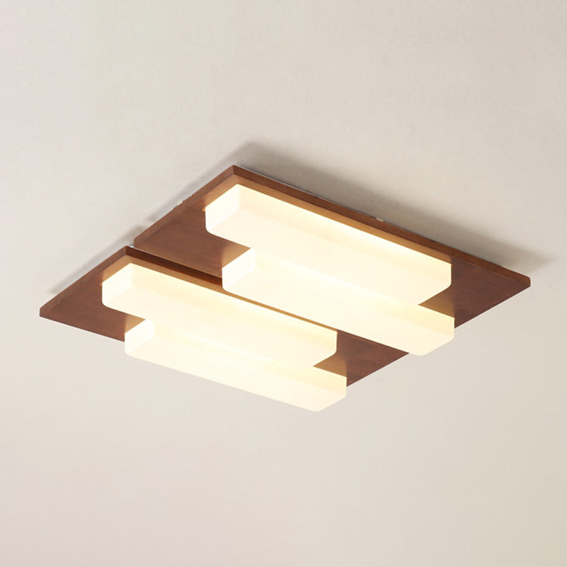 LED Minimaliste moderne Ceiling Fixture Wooden Flush Flush Mount with Acrylic Shade