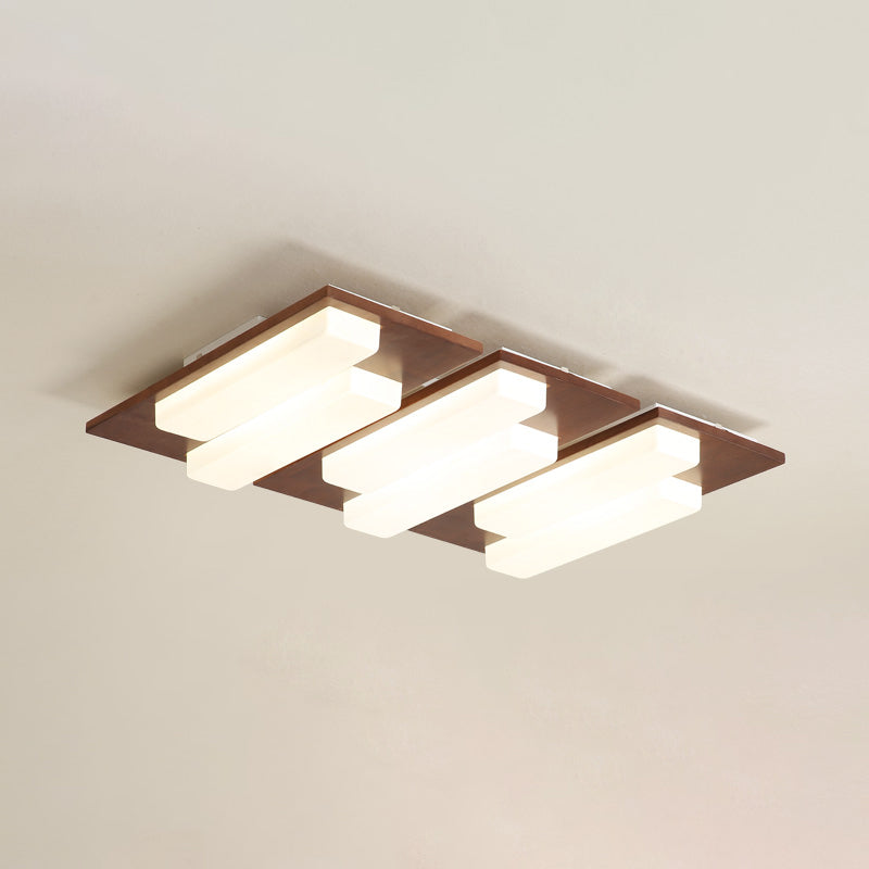 LED Minimaliste moderne Ceiling Fixture Wooden Flush Flush Mount with Acrylic Shade