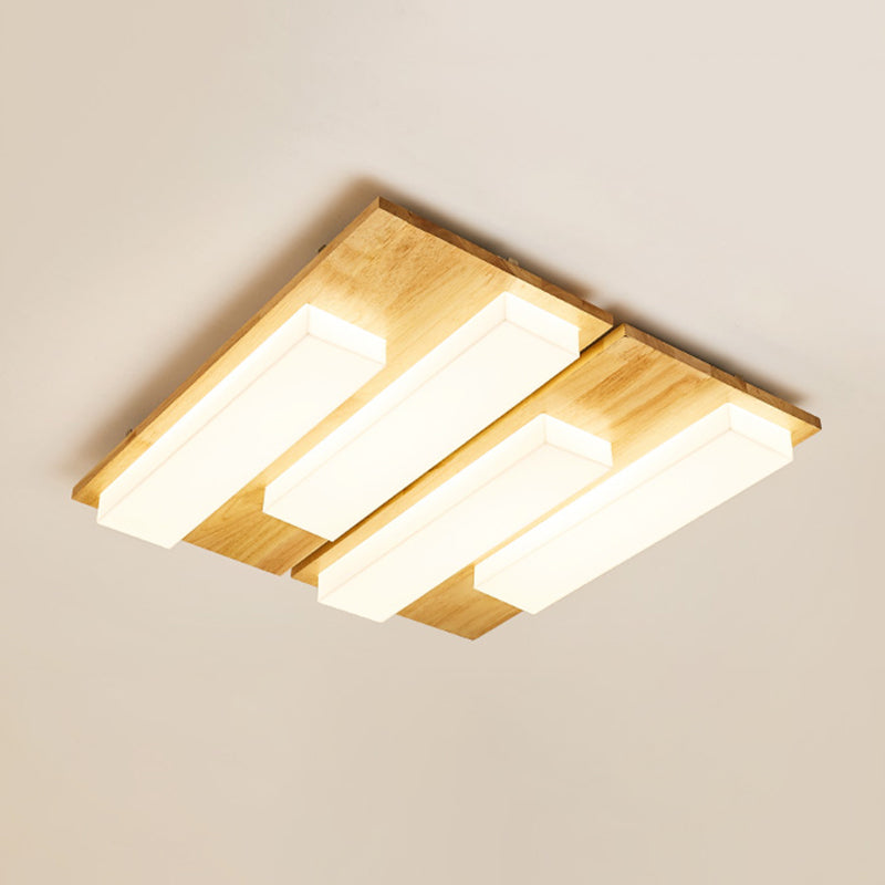 LED Minimaliste moderne Ceiling Fixture Wooden Flush Flush Mount with Acrylic Shade