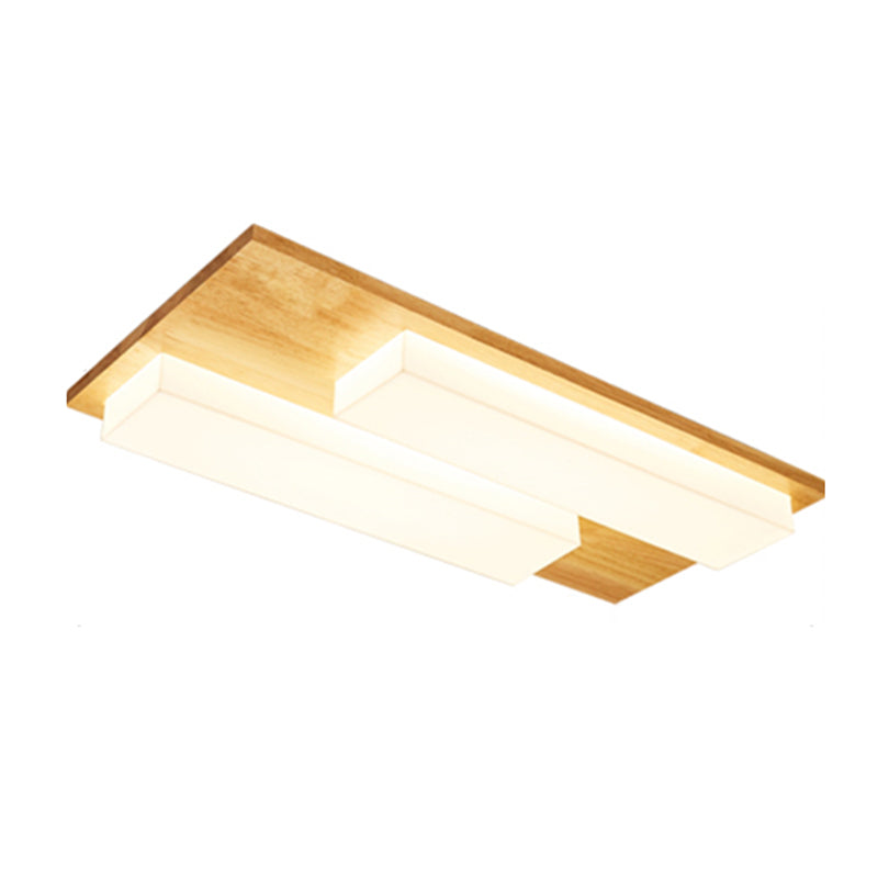LED Minimaliste moderne Ceiling Fixture Wooden Flush Flush Mount with Acrylic Shade