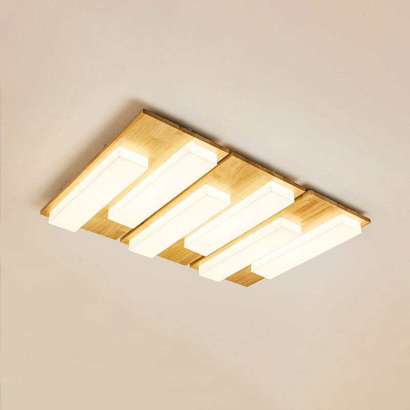 LED Minimaliste moderne Ceiling Fixture Wooden Flush Flush Mount with Acrylic Shade