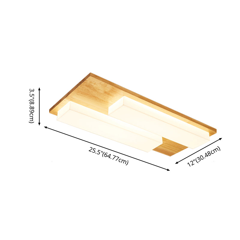 LED Minimaliste moderne Ceiling Fixture Wooden Flush Flush Mount with Acrylic Shade