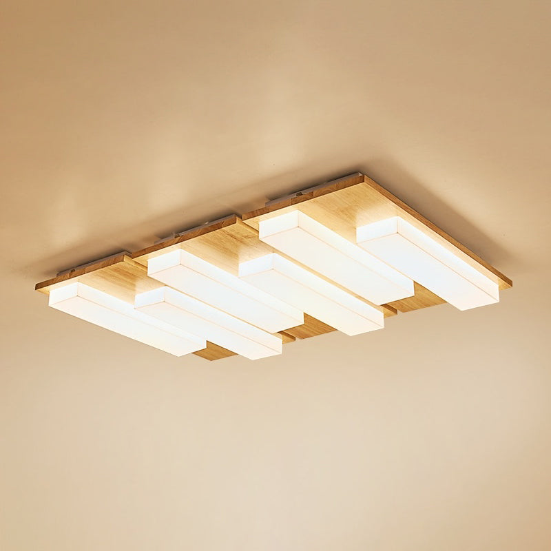LED Minimaliste moderne Ceiling Fixture Wooden Flush Flush Mount with Acrylic Shade