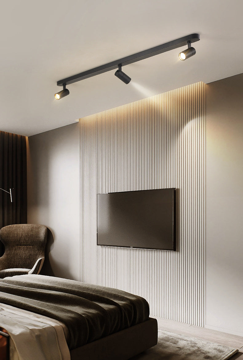 Wrought Iron Track Lighting New Modern Linear Ceiling Mounted Lamp with 3 Spotlights