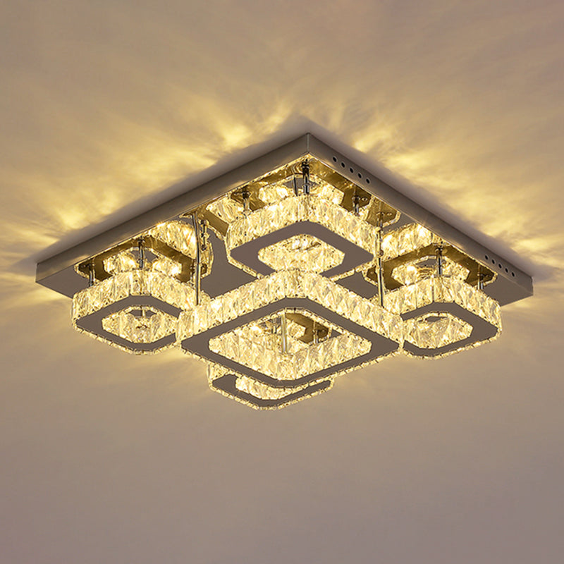 Luminaires encastrés en cristal modernes, montage encastré LED doré pour salon