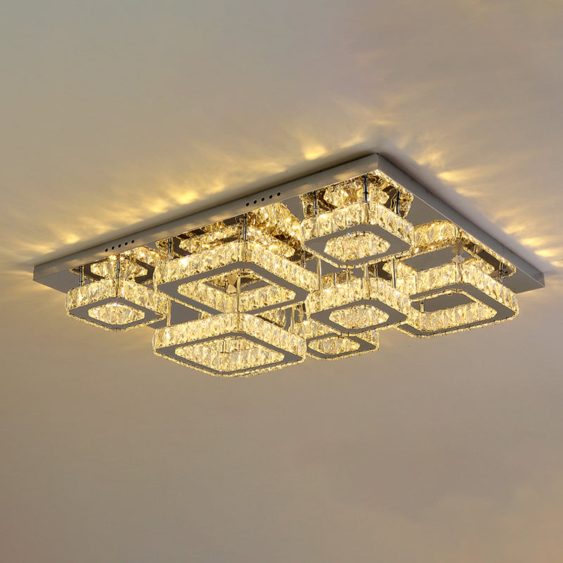 Luminaires encastrés en cristal modernes, montage encastré LED doré pour salon