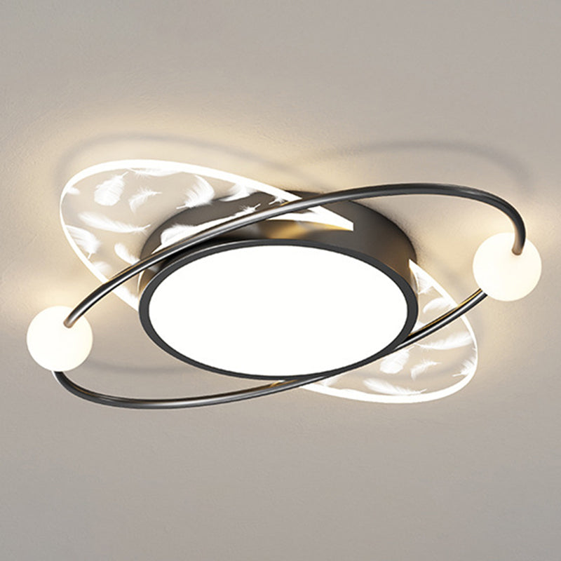 Contemporary Metal LED Flush Light Fixture Geometric Ceiling Flush Mount for Bedroom