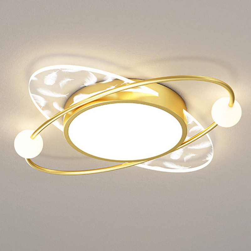 Contemporary Metal LED Flush Light Fixture Geometric Ceiling Flush Mount for Bedroom