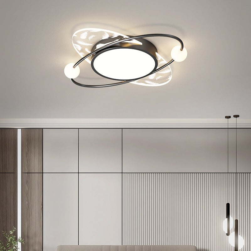 Contemporary Metal LED Flush Light Fixture Geometric Ceiling Flush Mount for Bedroom