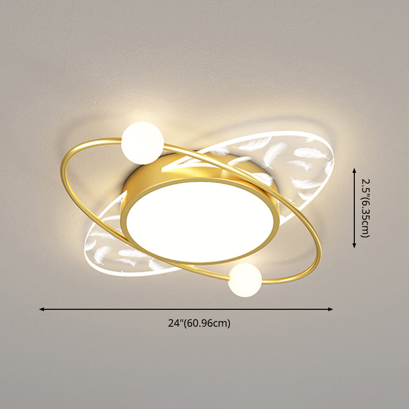 Contemporary Metal LED Flush Light Fixture Geometric Ceiling Flush Mount for Bedroom