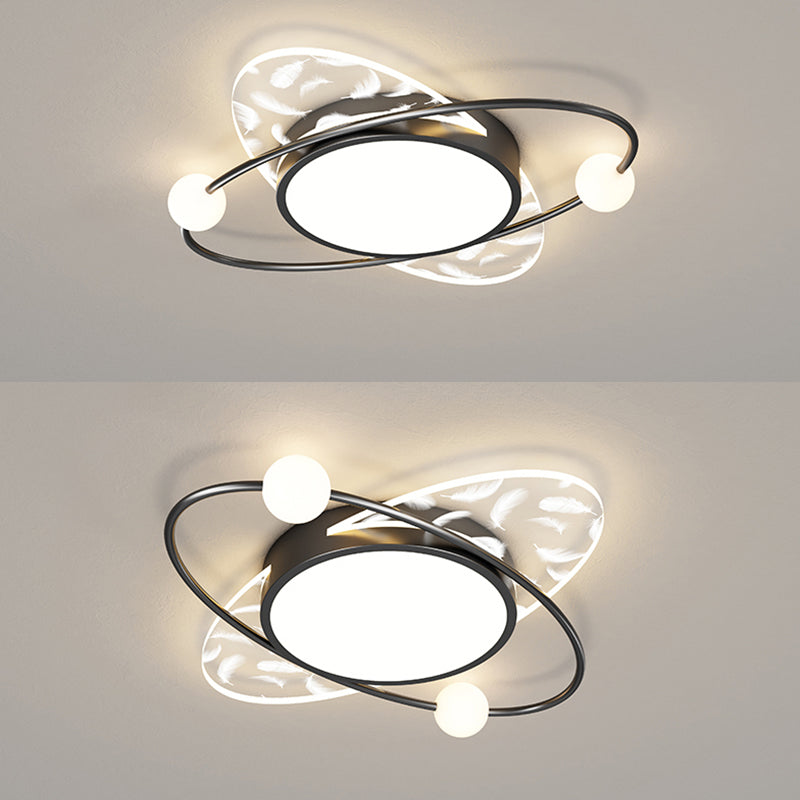 Contemporary Metal LED Flush Light Fixture Geometric Ceiling Flush Mount for Bedroom