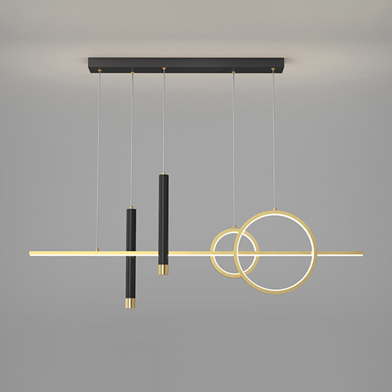 Shaded Dinning Room Island Pendant Light LED Minimalist Island Ceiling Light in Gold-Black