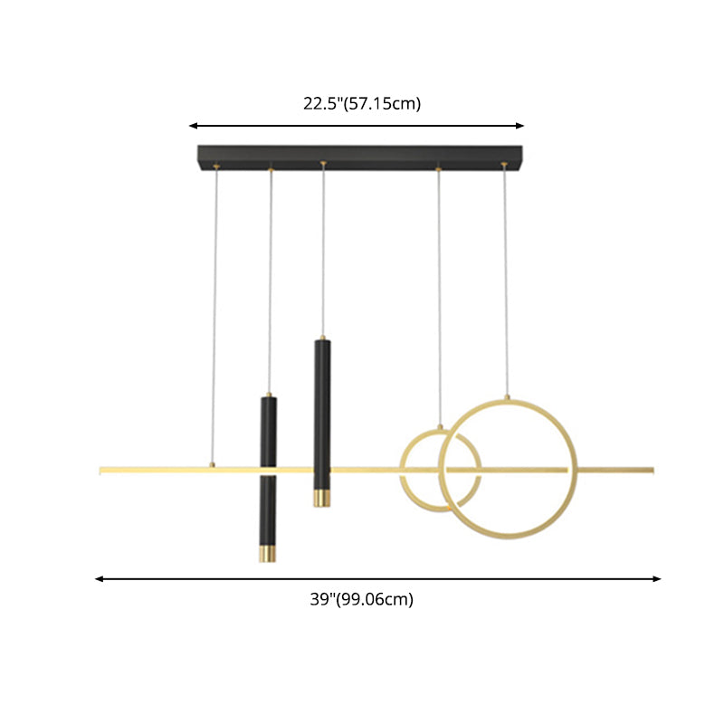 Shaded Dinning Room Island Pendant Light LED Minimalist Island Ceiling Light in Gold-Black