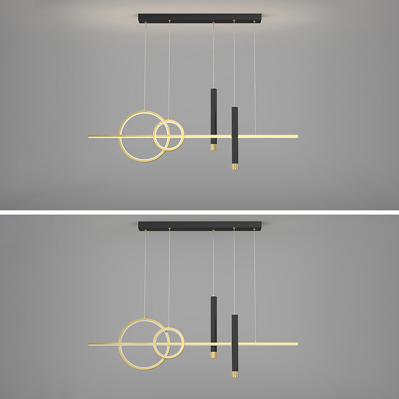 Shaded Dinning Room Island Pendant Light LED Minimalist Island Ceiling Light in Gold-Black