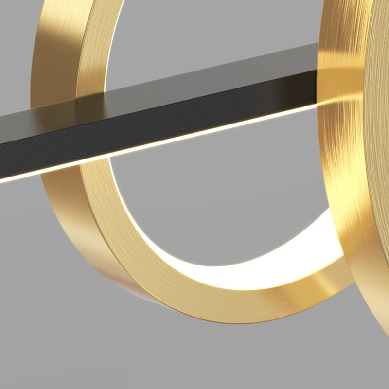 Shaded Dinning Room Island Pendant Light LED Minimalist Island Ceiling Light in Gold-Black