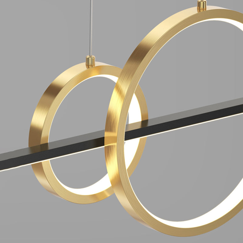 Shaded Dinning Room Island Pendant Light LED Minimalist Island Ceiling Light in Gold-Black