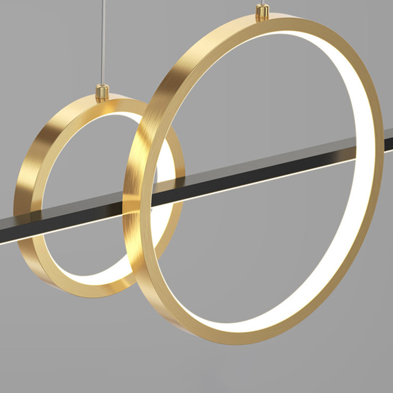 Shaded Dinning Room Island Pendant Light LED Minimalist Island Ceiling Light in Gold-Black