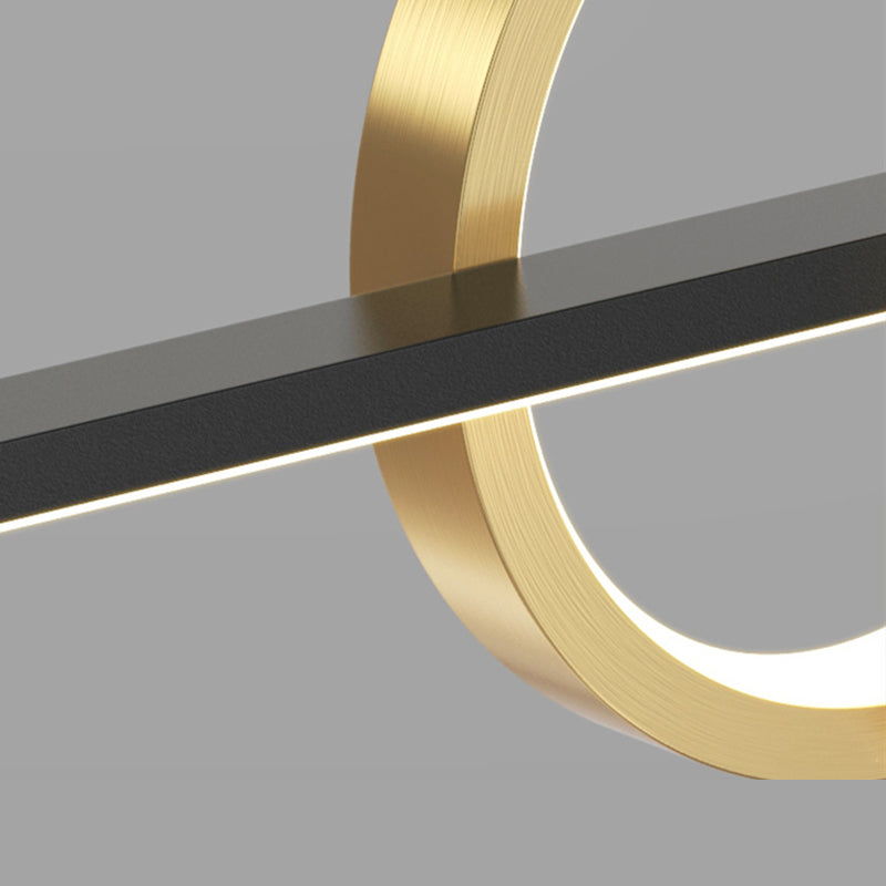 Shaded Dinning Room Island Pendant Light LED Minimalist Island Ceiling Light in Gold-Black