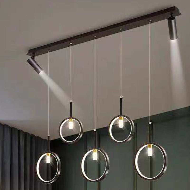 Luz de hierro forjado de isla lineal creativa moderna Luz de hierro forjado con sombra de silicona