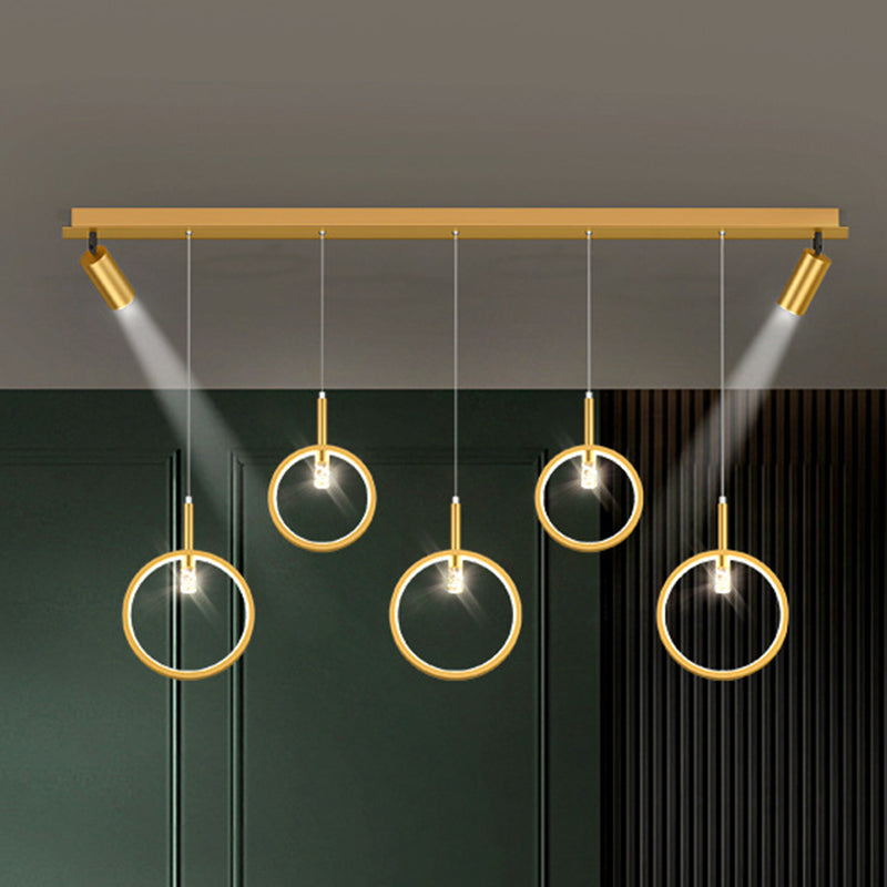 Luz de hierro forjado de isla lineal creativa moderna Luz de hierro forjado con sombra de silicona