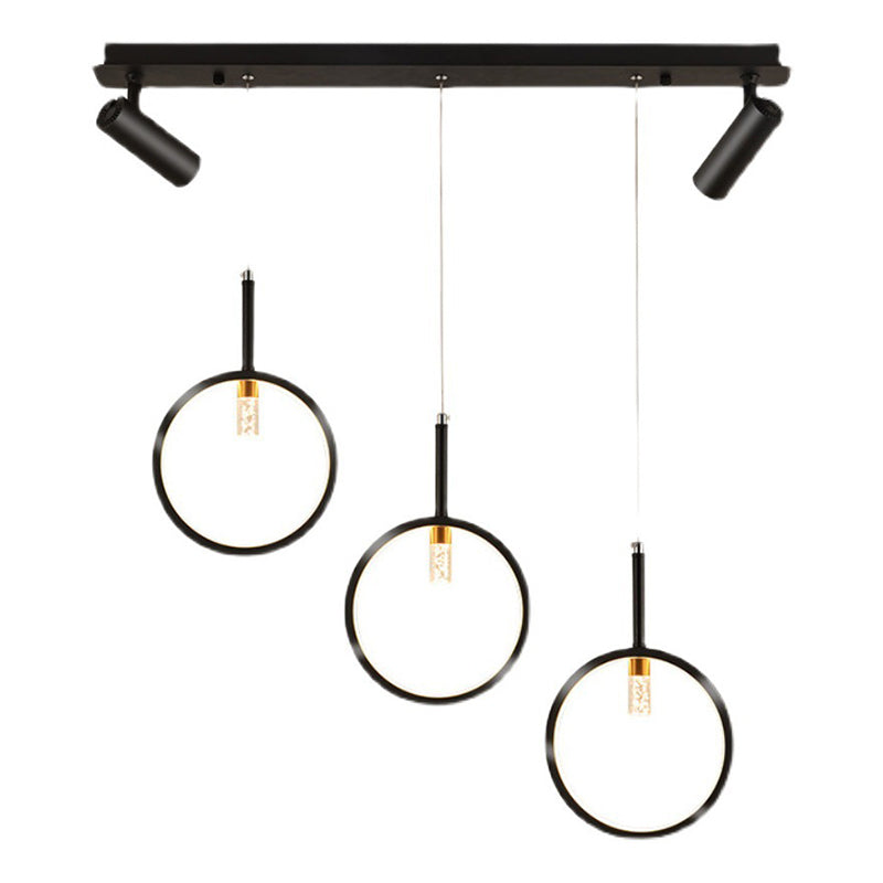 Luz de hierro forjado de isla lineal creativa moderna Luz de hierro forjado con sombra de silicona