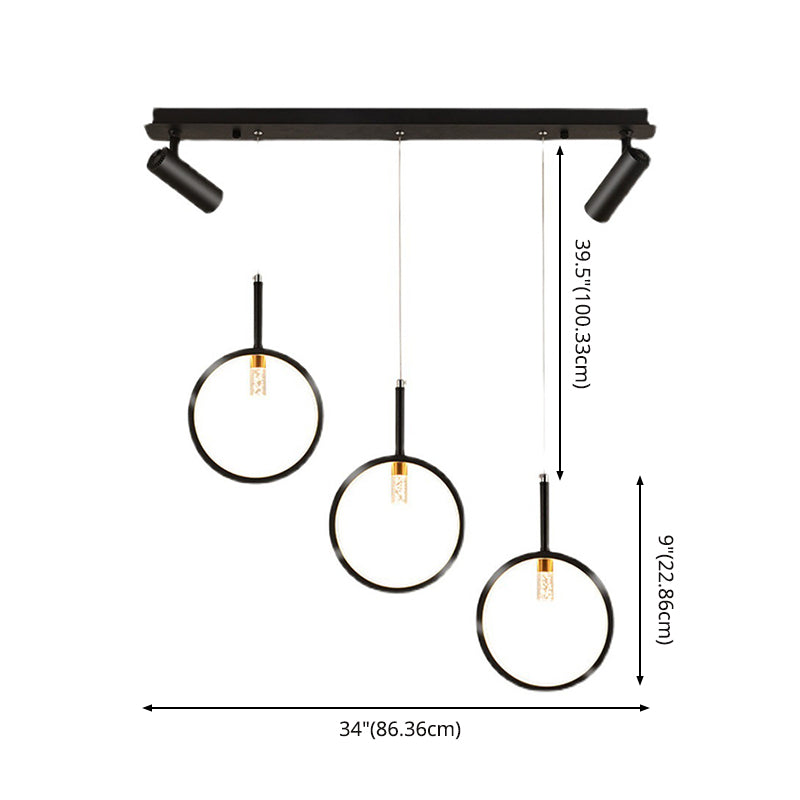 Luz de hierro forjado de isla lineal creativa moderna Luz de hierro forjado con sombra de silicona