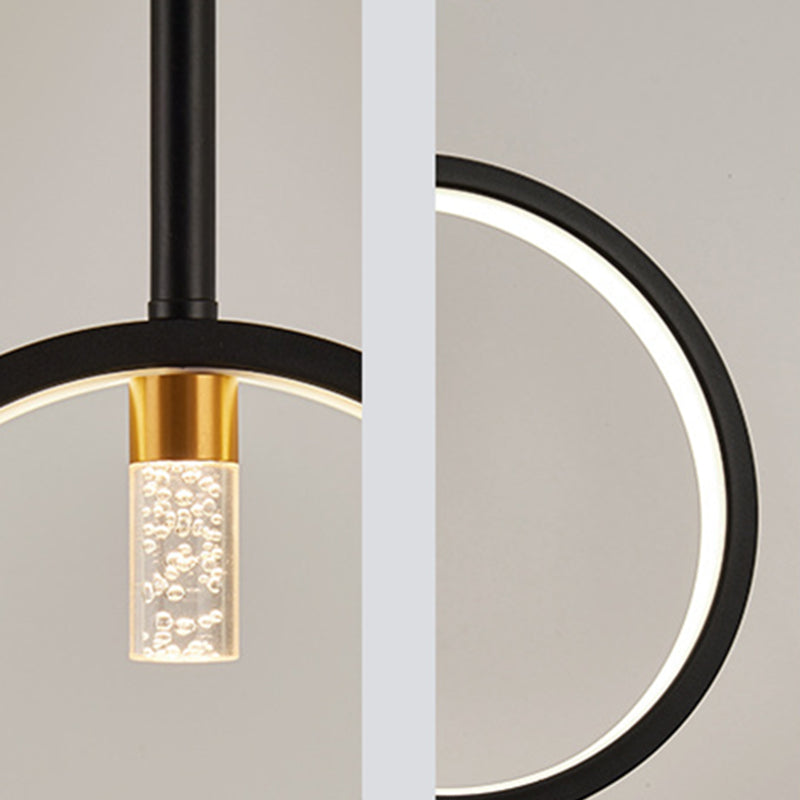 Luz de hierro forjado de isla lineal creativa moderna Luz de hierro forjado con sombra de silicona