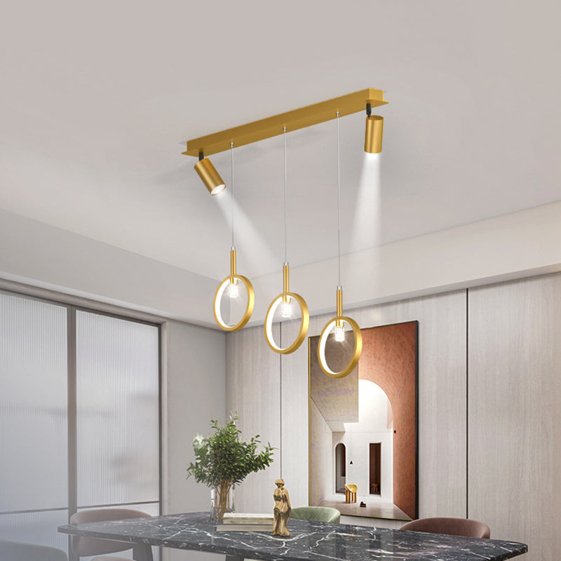 Luz de hierro forjado de isla lineal creativa moderna Luz de hierro forjado con sombra de silicona