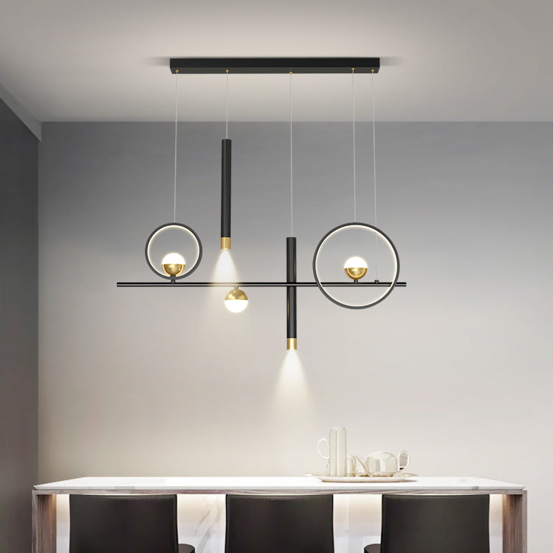 Idee per illuminazione dell'isola a led in metallo moderno lampada lampadario lineare per sala da pranzo