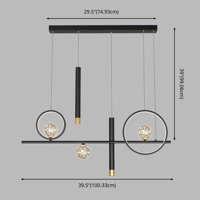 Idee per illuminazione dell'isola a led in metallo moderno lampada lampadario lineare per sala da pranzo