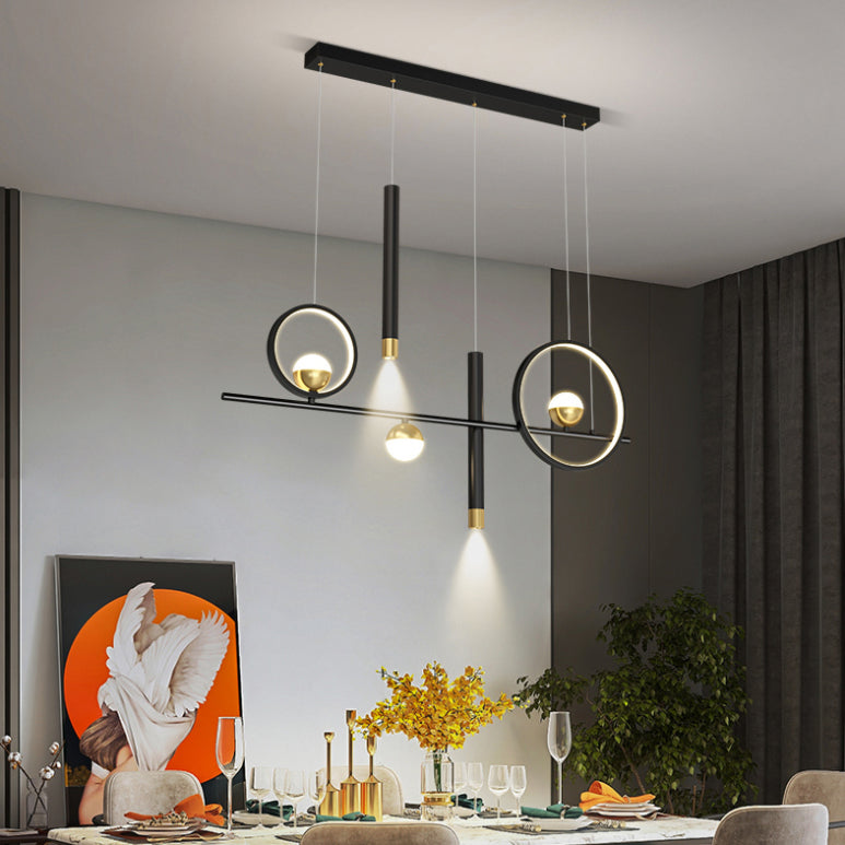 Idee per illuminazione dell'isola a led in metallo moderno lampada lampadario lineare per sala da pranzo