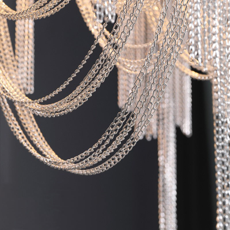 Modern Luxury Pendant Light Electroplate Metal Hanging Lamp with Aluminium Chain