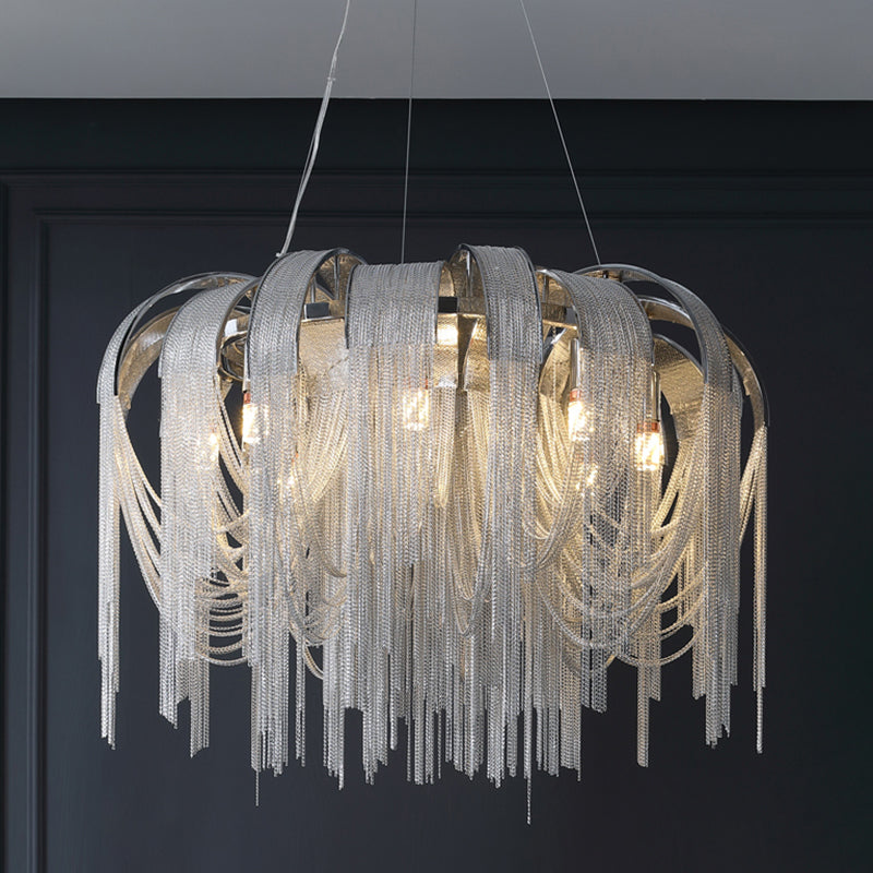 Modern Luxury Pendant Light Electroplate Metal Hanging Lamp with Aluminium Chain