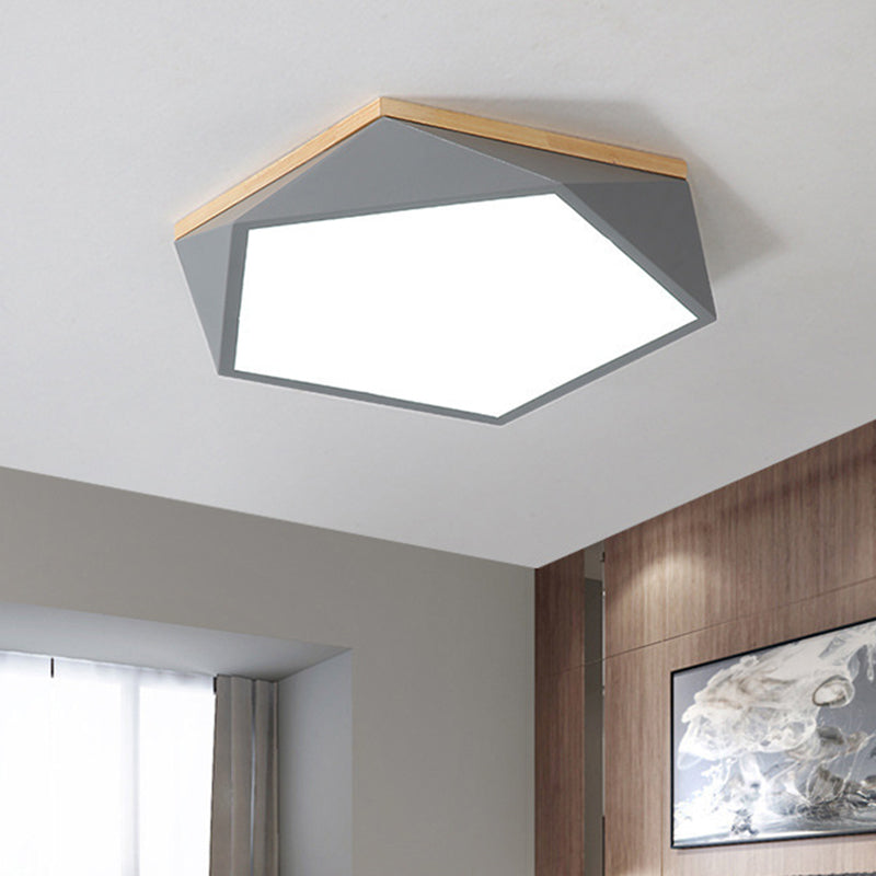 Moderne minimaliste LED géométrique Flush Mount Wrought Iron Ceiling Light with Acrylic Shade