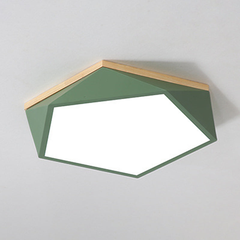 Moderne minimaliste LED géométrique Flush Mount Wrought Iron Ceiling Light with Acrylic Shade