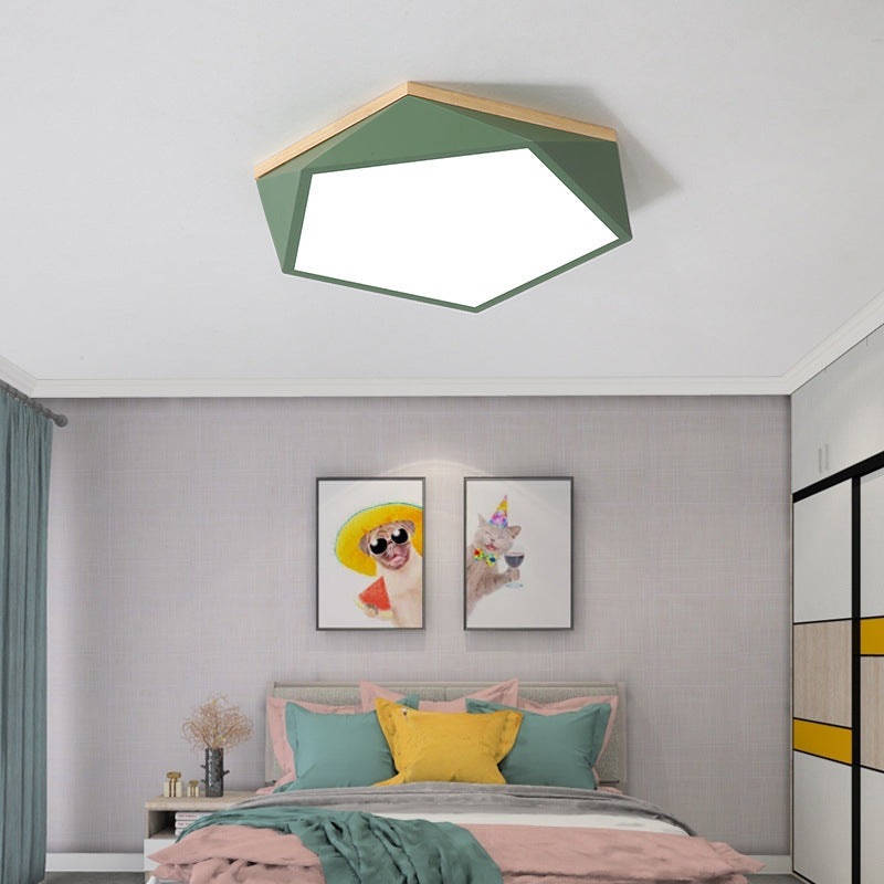 Moderne minimaliste LED géométrique Flush Mount Wrought Iron Ceiling Light with Acrylic Shade