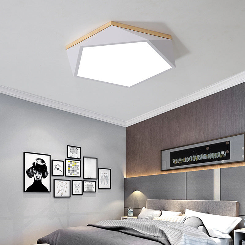 Moderne minimaliste LED géométrique Flush Mount Wrought Iron Ceiling Light with Acrylic Shade