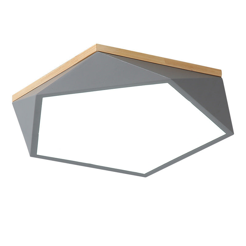 Moderne minimaliste LED géométrique Flush Mount Wrought Iron Ceiling Light with Acrylic Shade