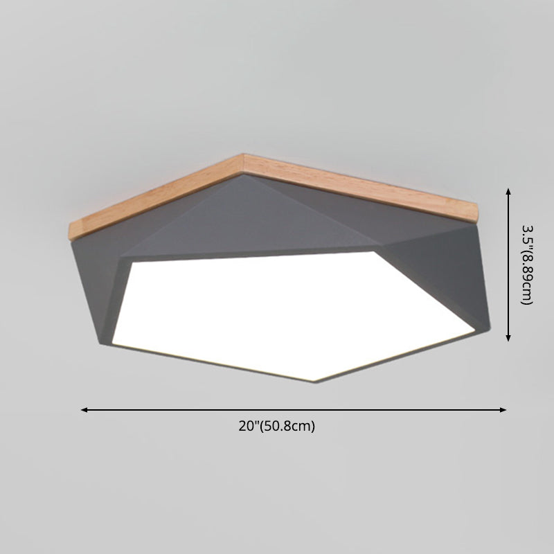 Moderne minimaliste LED géométrique Flush Mount Wrought Iron Ceiling Light with Acrylic Shade