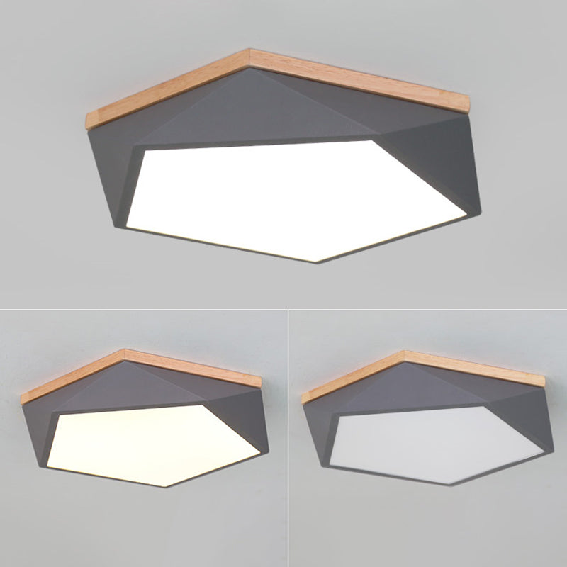 Moderne minimaliste LED géométrique Flush Mount Wrought Iron Ceiling Light with Acrylic Shade