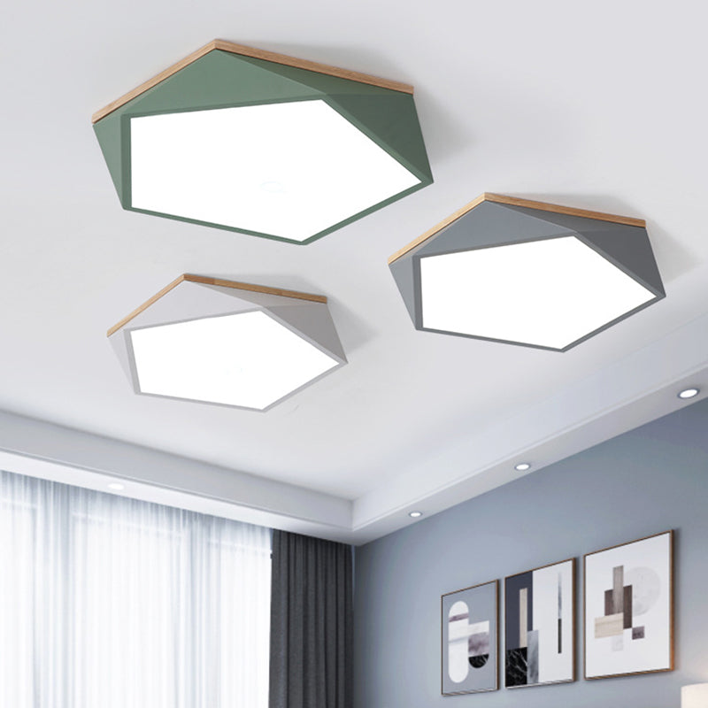 Moderne minimaliste LED géométrique Flush Mount Wrought Iron Ceiling Light with Acrylic Shade