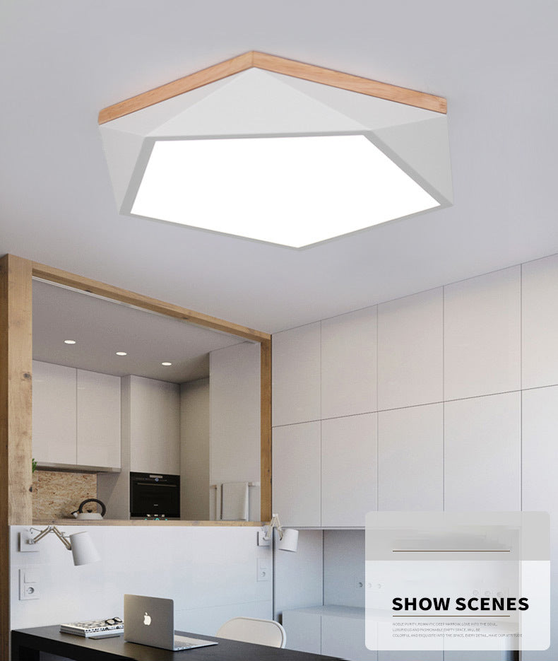 Moderne minimaliste LED géométrique Flush Mount Wrought Iron Ceiling Light with Acrylic Shade