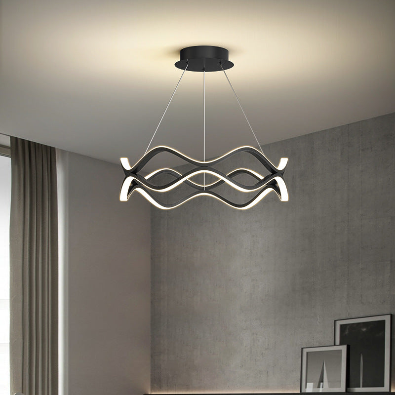 Modern Minimalist Linear LED Pendant Light Aluminium Indoor Hanging Lamp with Silicone Shade