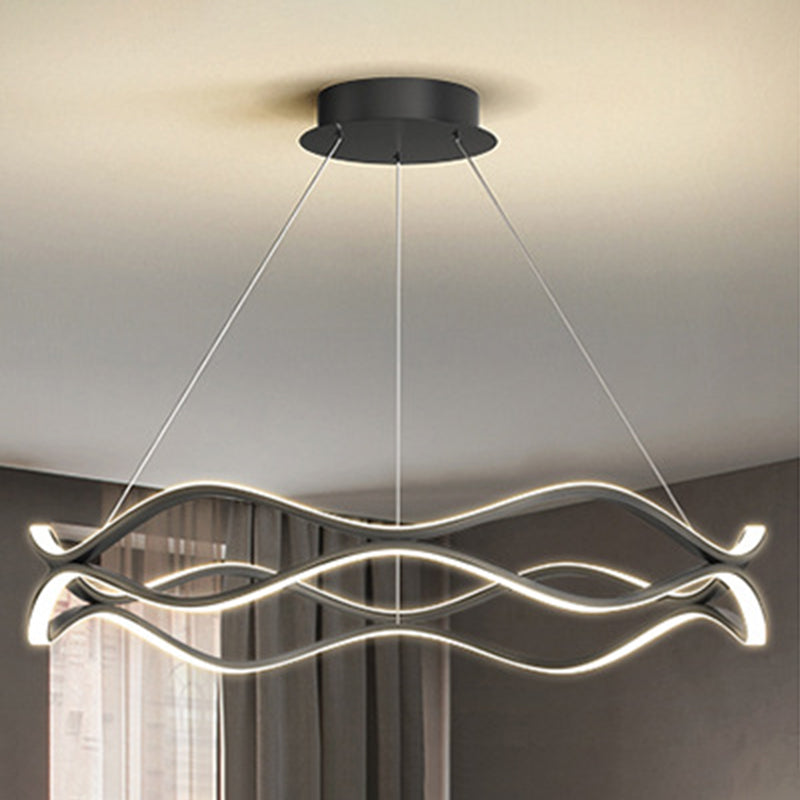Modern Minimalist Linear LED Pendant Light Aluminium Indoor Hanging Lamp with Silicone Shade