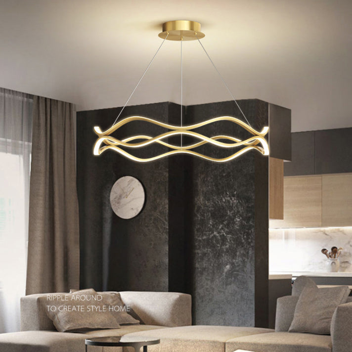 Modern Minimalist Linear LED Pendant Light Aluminium Indoor Hanging Lamp with Silicone Shade