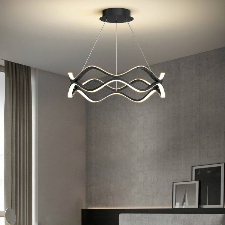 Modern Minimalist Linear LED Pendant Light Aluminium Indoor Hanging Lamp with Silicone Shade