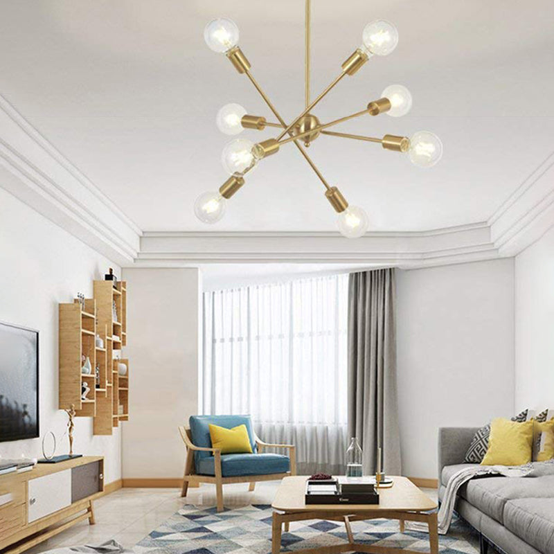 Lámparas de lámparas de hierro antiguo enchufe Starburst Chandelier para comedor