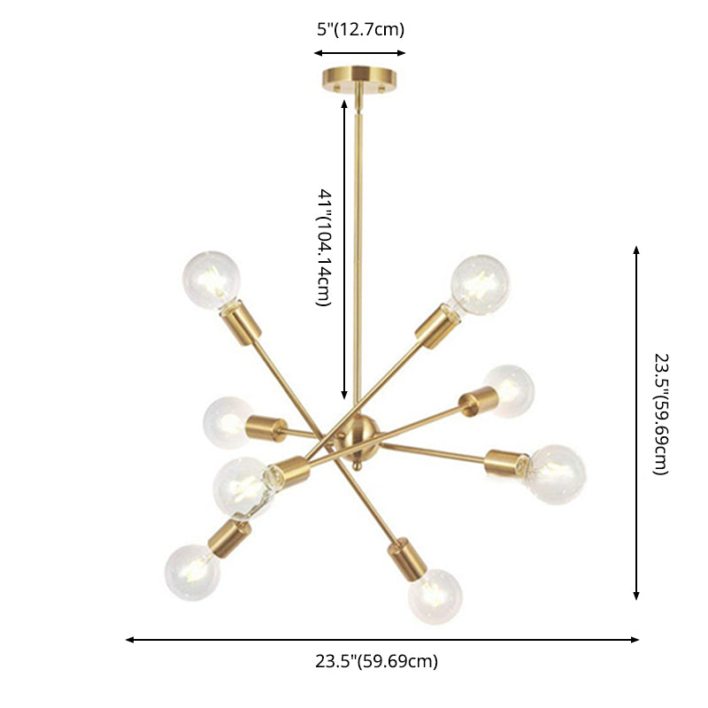 Lámparas de lámparas de hierro antiguo enchufe Starburst Chandelier para comedor